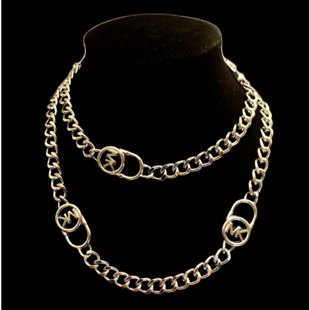 MICHAEL KORS Silver MK Padlock Metal Belt / Necklace Women's Size S/M